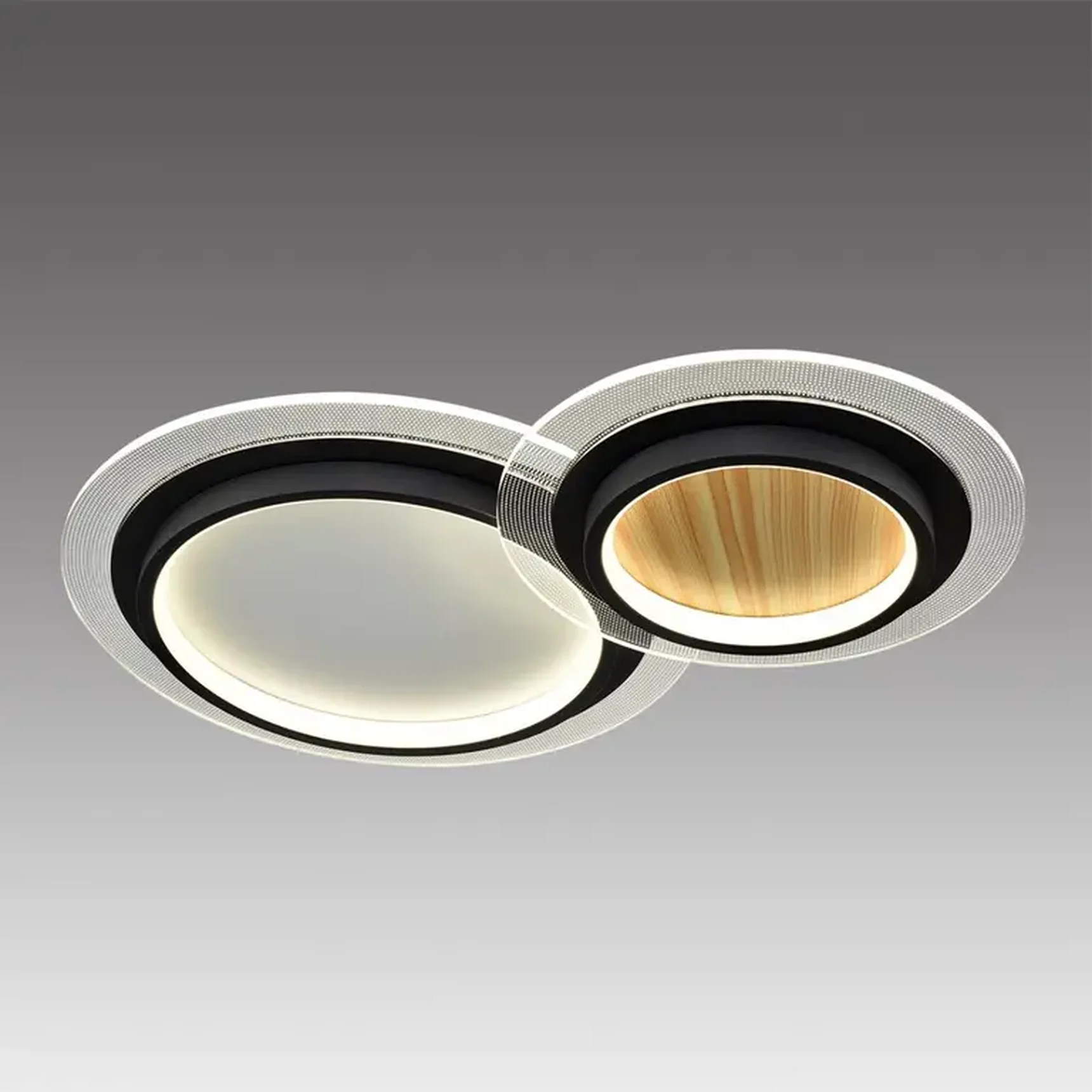 7733/80L MITRA LED SN Светильник металл/акрил/белый/под дерево/прозрачный/черный LED 80Вт 3000-6000К 600x380 IP20 пульт ДУ SUNNY