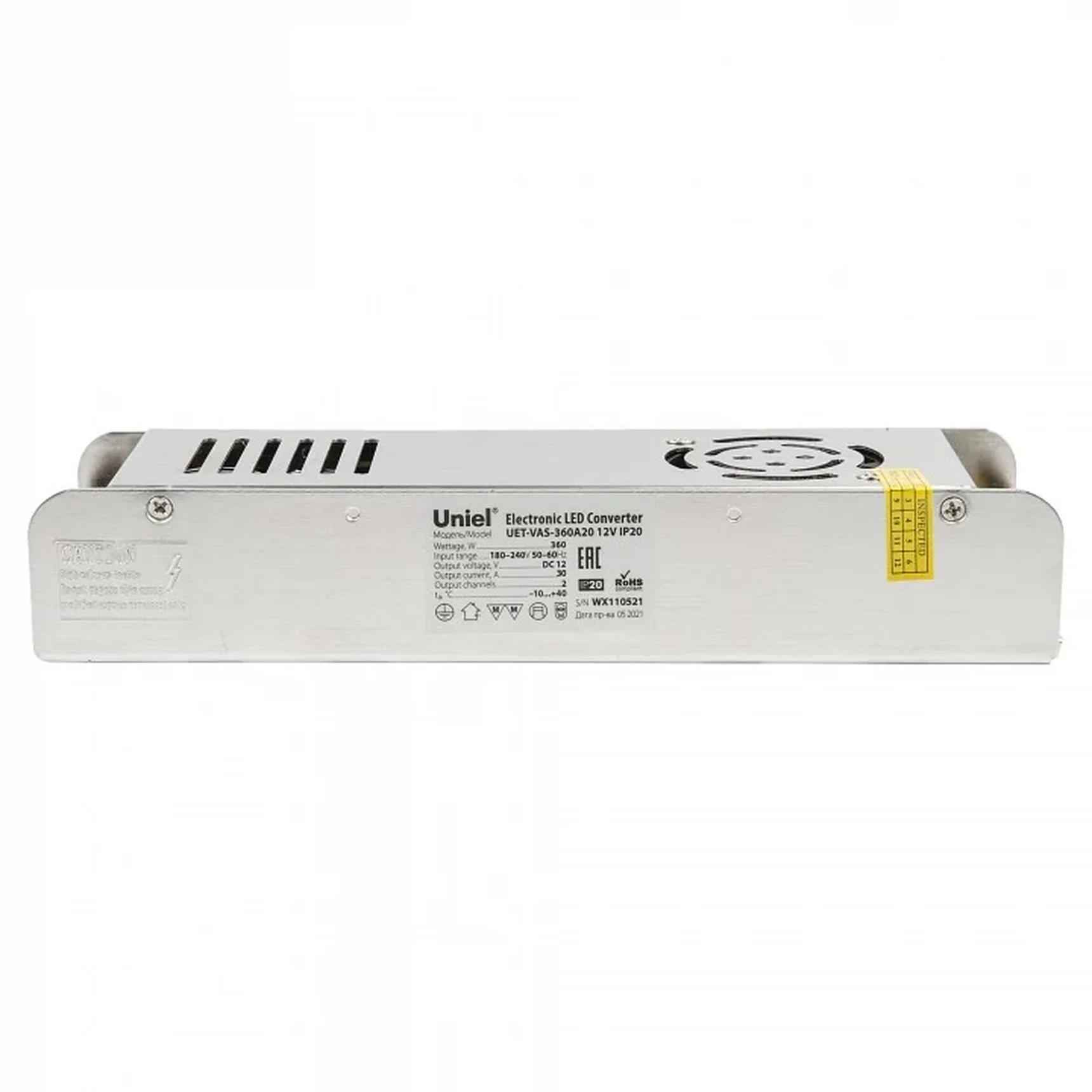 UET-VAS-360A20 12V IP20 Блок питания, 360Вт. Металлический корпус. TM Uniel