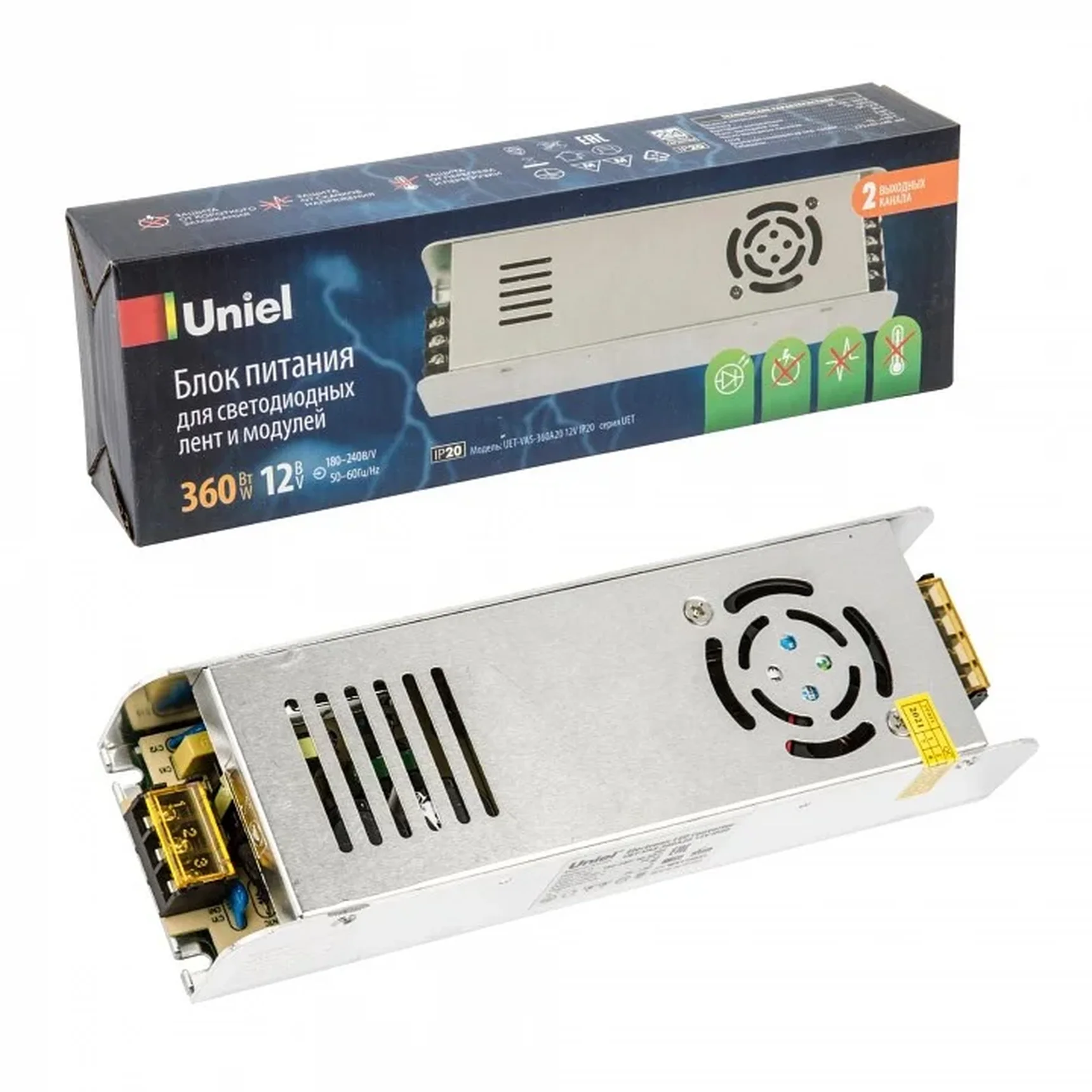 UET-VAS-360A20 12V IP20 Блок питания, 360Вт. Металлический корпус. TM Uniel