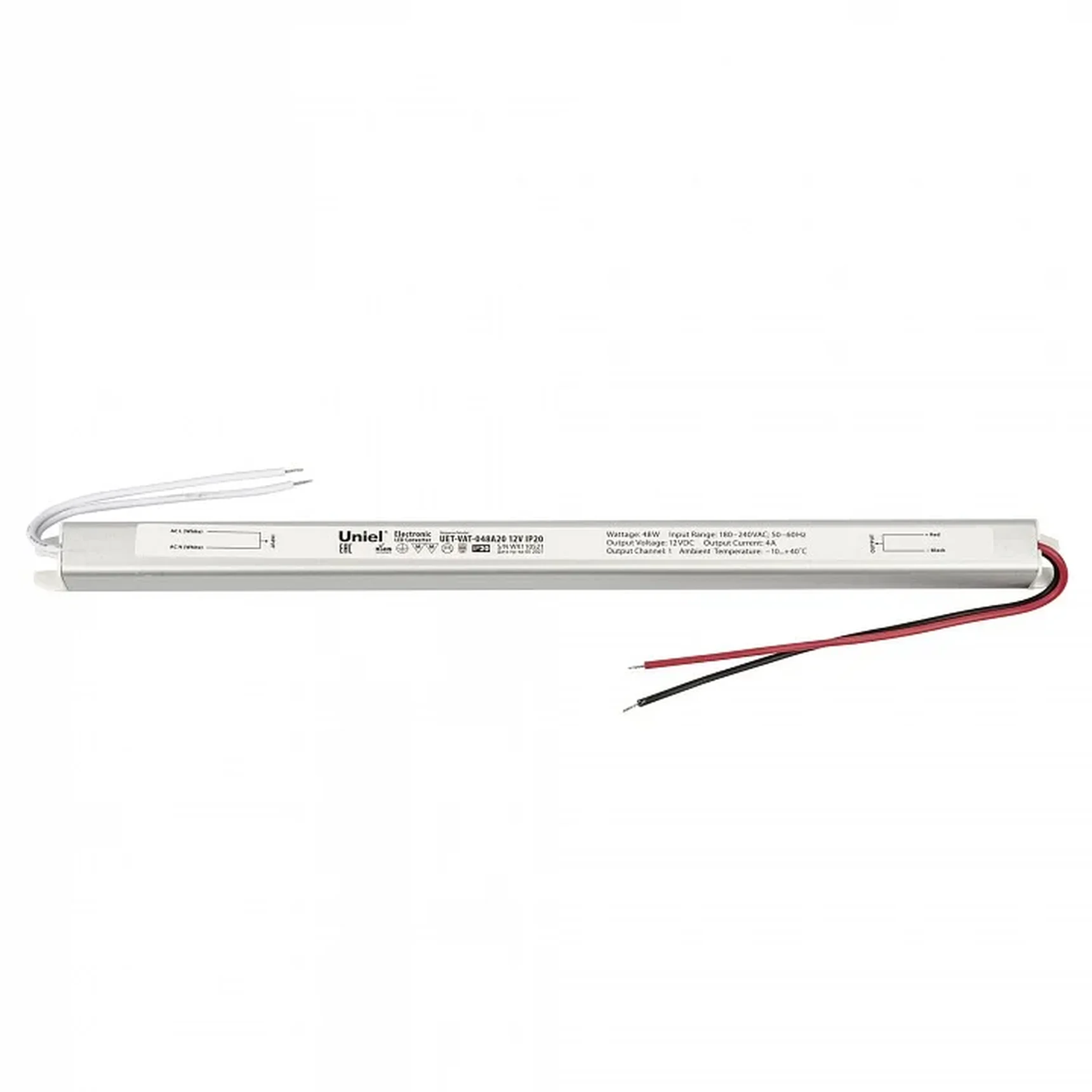 UET-VAT-048A20 12V IP20 Блок питания ультратонкий, 48Вт. Металлический корпус. TM Uniel