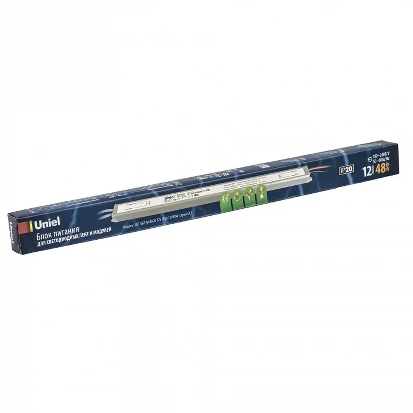 UET-VAT-048A20 12V IP20 Блок питания ультратонкий, 48Вт. Металлический корпус. TM Uniel