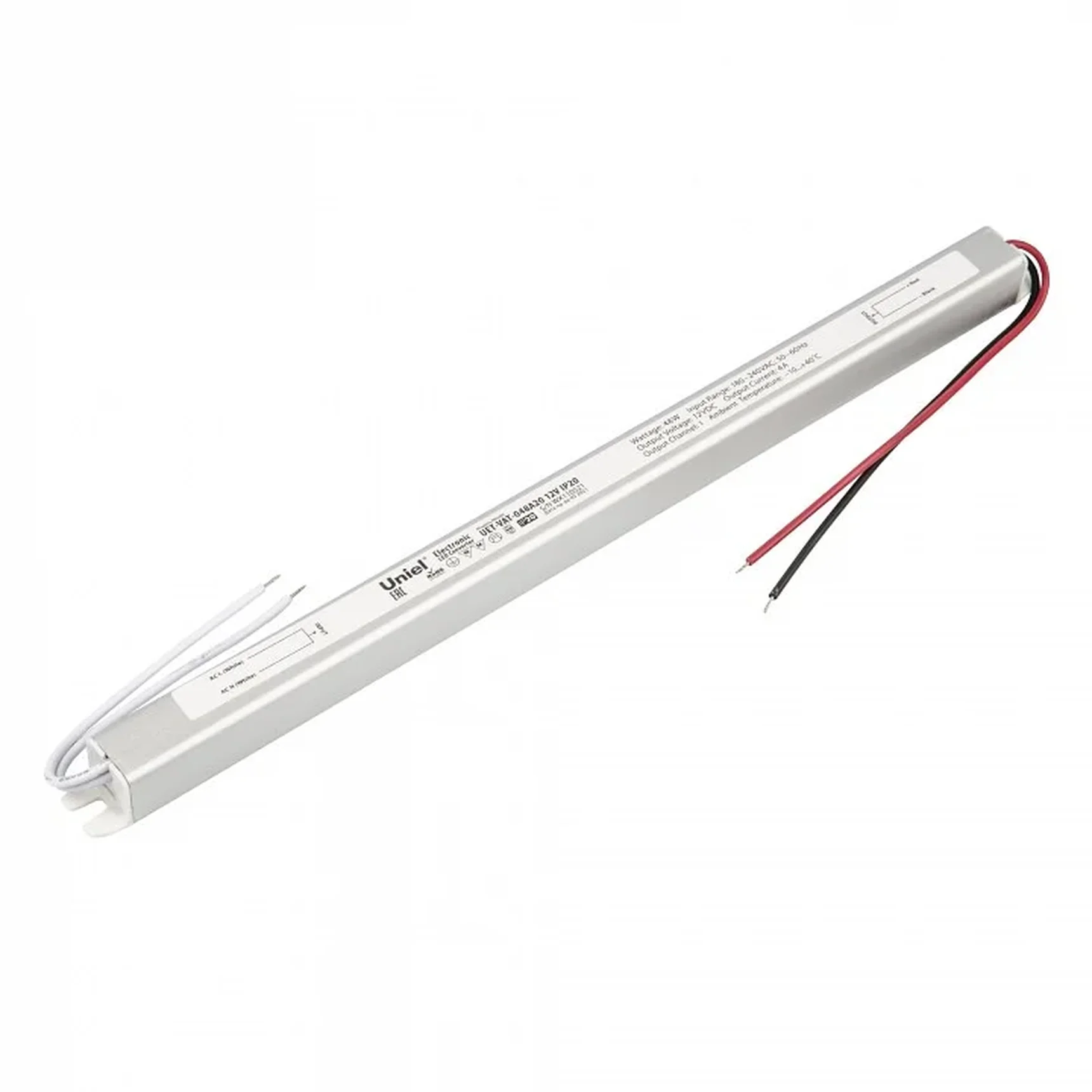 UET-VAT-048A20 12V IP20 Блок питания ультратонкий, 48Вт. Металлический корпус. TM Uniel