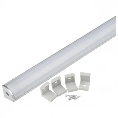 UFE-K06 SILVER-FROZEN 200 POLYBAG Угловой алюминиевый профиль с матовым рассеивателем. 200 см. 2 заглушки+4 крепежа