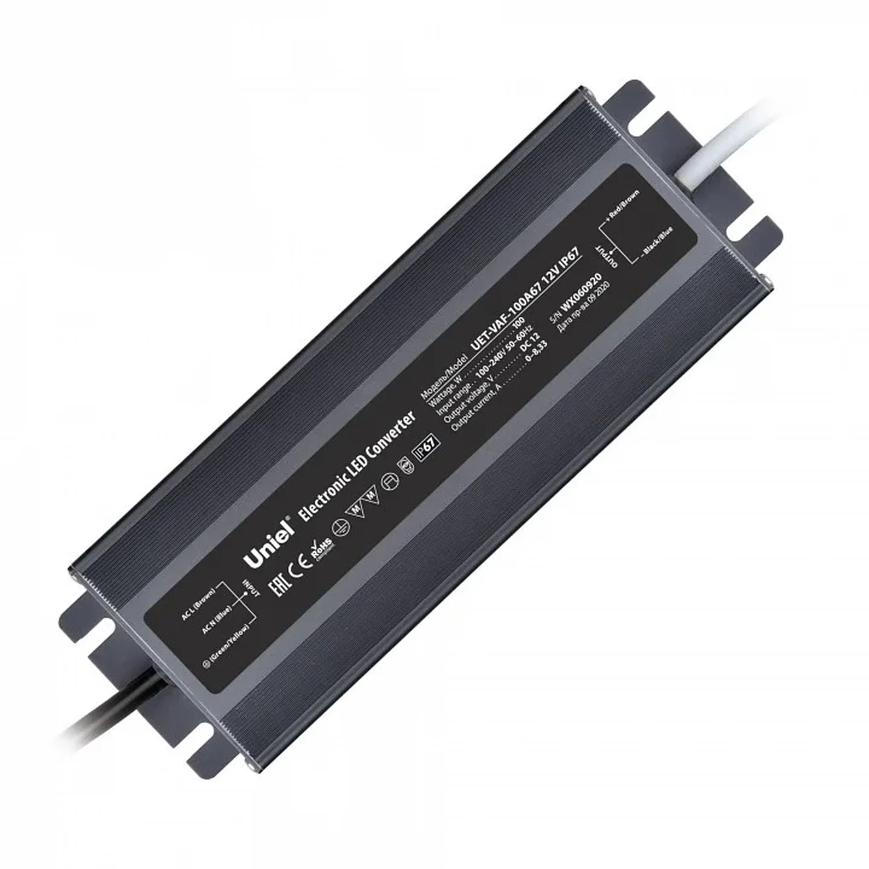 Блок питания Uniel 12V 100W IP67 8,3A UET-VAF-100A67 12V IP67