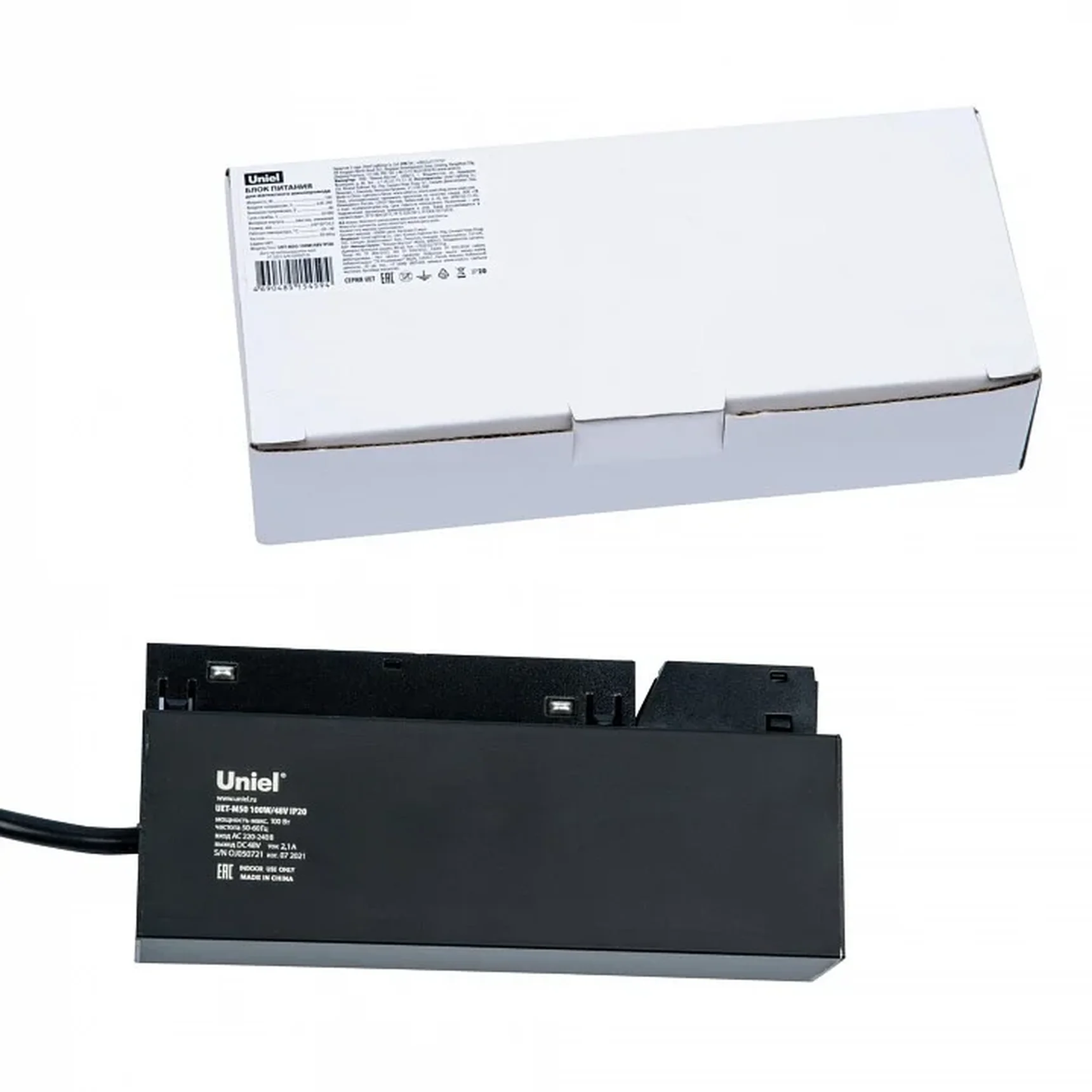 UET-M50 100W/48V IP20 Блок питания для магнитного шинопровода, 100Вт, 48В. Встраиваемый. ТМ Uniel