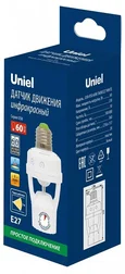 USN-R50 60W/360R/E27 WHITE Датчик движения ИК, под лампу Е27. 7м, 10сек. - 5мин., IP20