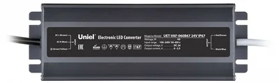 UET-VAF-060B67 24V IP67 Блок питания ультратонкий, 60Вт. Металлический корпус. TM Uniel
