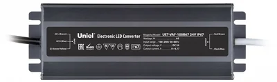 UET-VAF-100B67 24V IP67 Блок питания ультратонкий, 100Вт. Металлический корпус. TM Uniel
