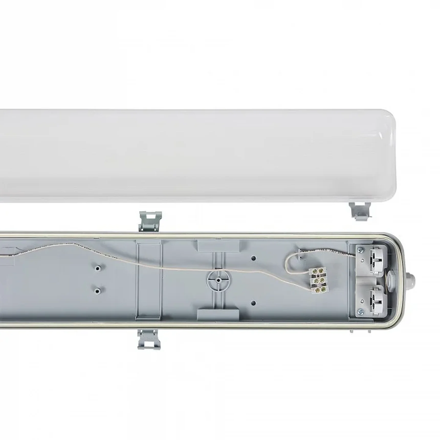 ULO-C41A T8x2/L128 IP65 WHITE Светильник линейный накладной. Без ламп. Цоколь G13, под лампы Т8 (2х20Вт)