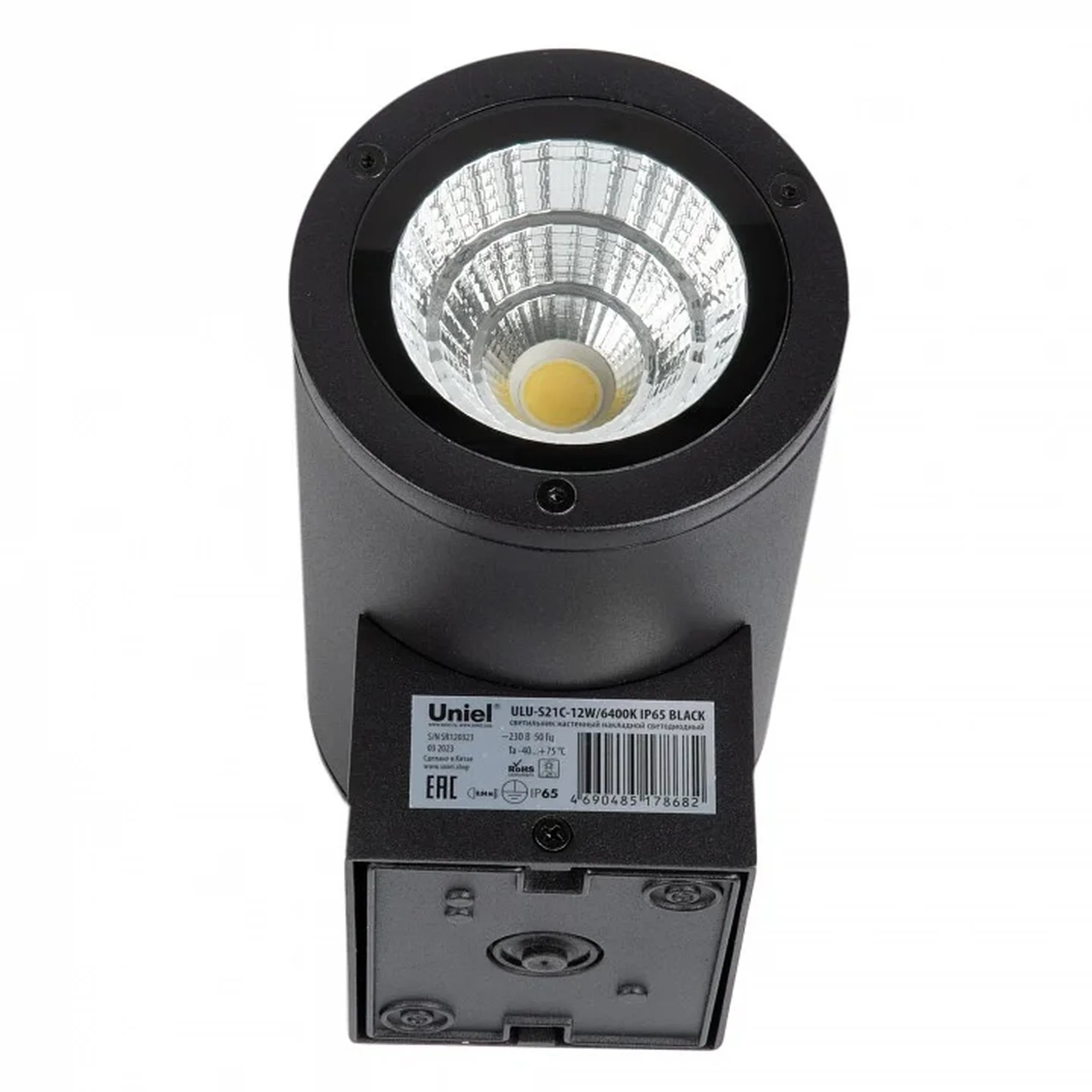 ULU-S21С-12W/6400K IP65 BLACK Светильник светодиодный уличный. Архитектурный накладной. Дневной свет (6400K). Корпус черный