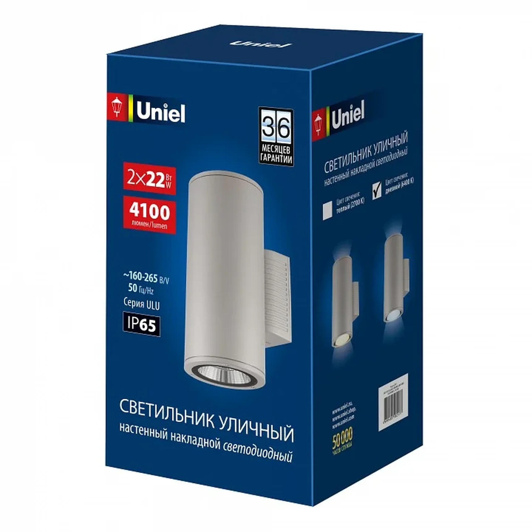 ULU-S22D-2x22W/6400K IP65 LIGHT GREY Светильник светодиодный уличный. Архитектурный накладной. Дневной свет (6400K). Корпус светло-серы