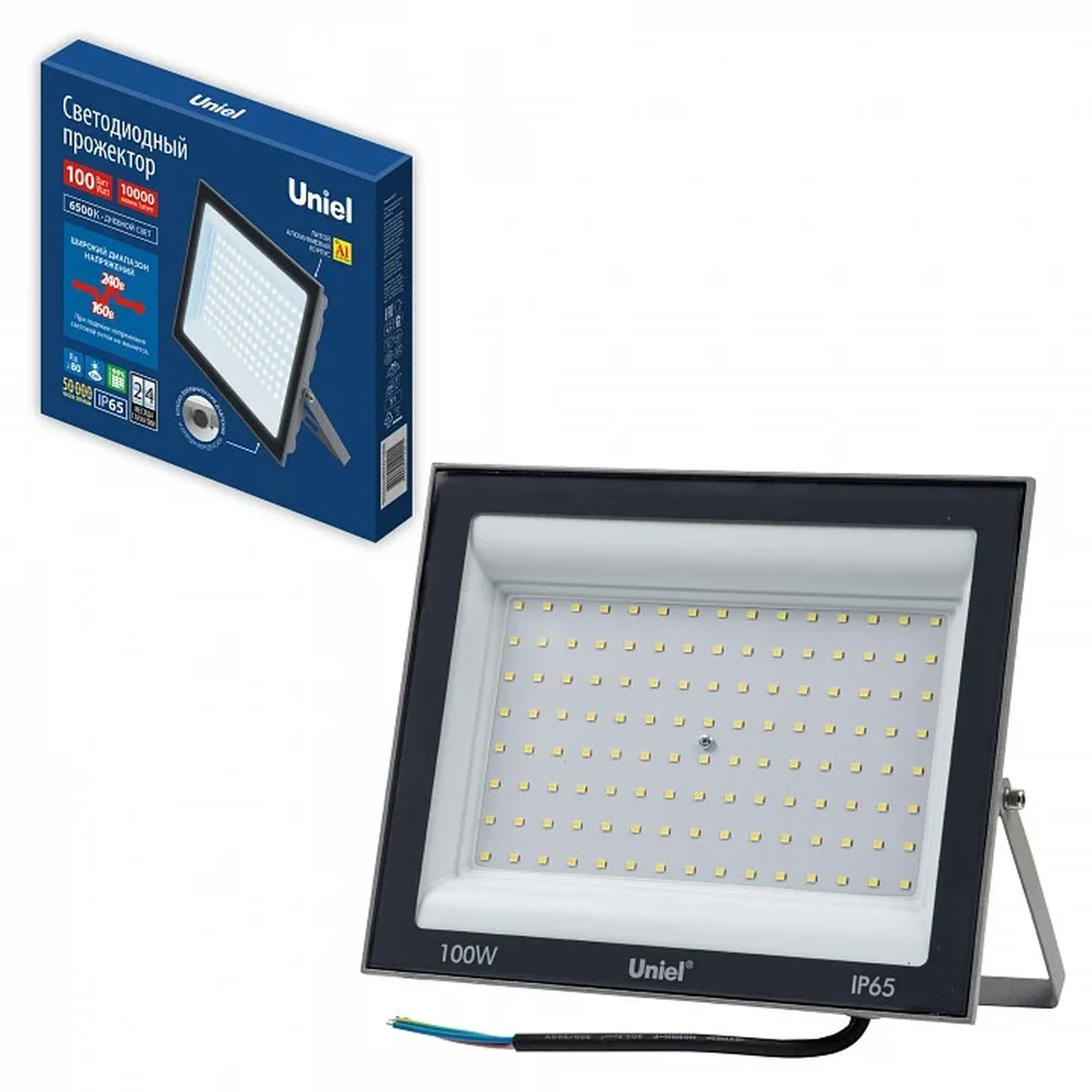 ULF-F23-100W/6500K IP65 160-240V GREY Прожектор светодиодный. Дневной свет (6500K). Корпус серый