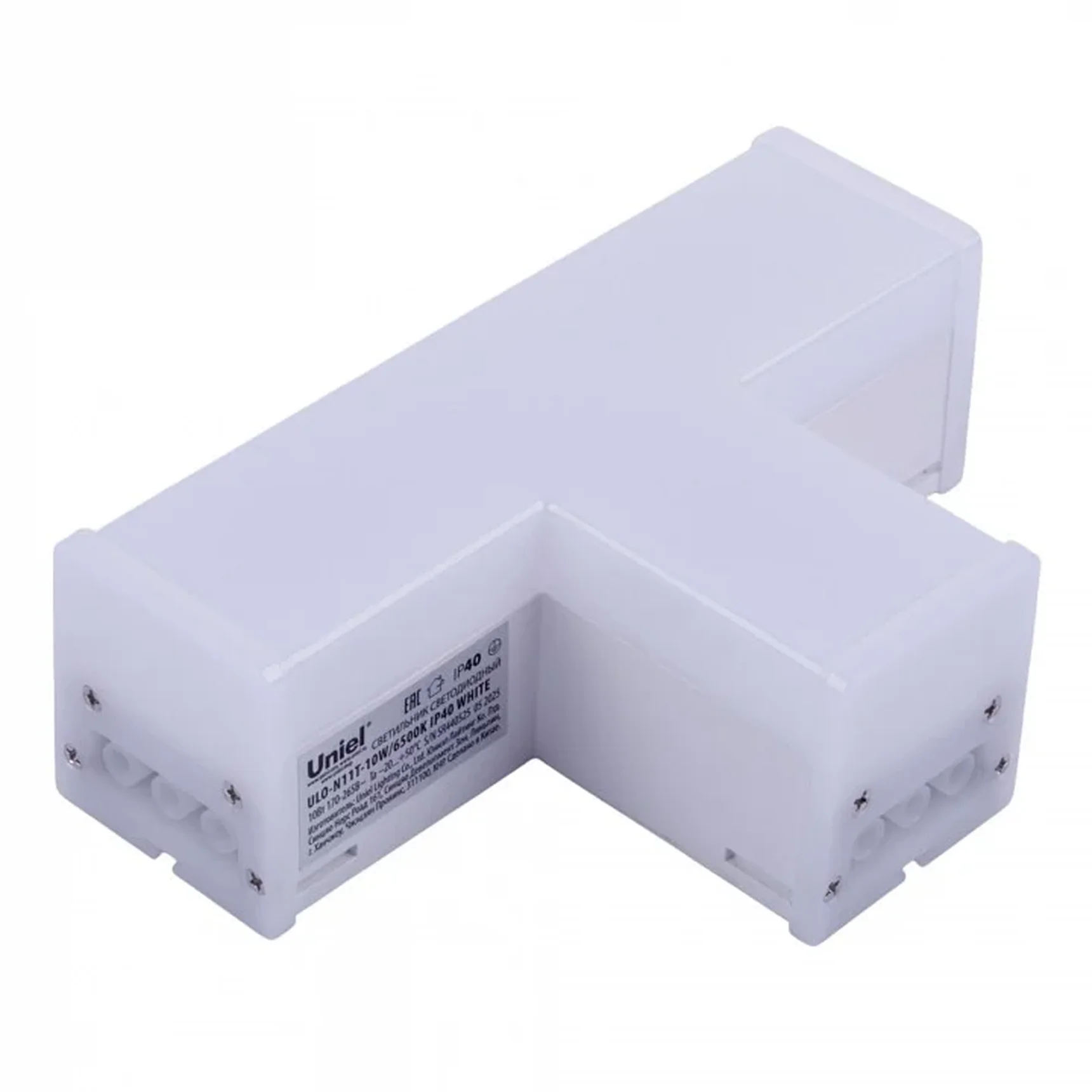 ULO-N11T-10W/6500K IP40 WHITE Светильник светодиодный T-образный Белый свет (6500K). 2000Лм. Алюминий. Цвет белый