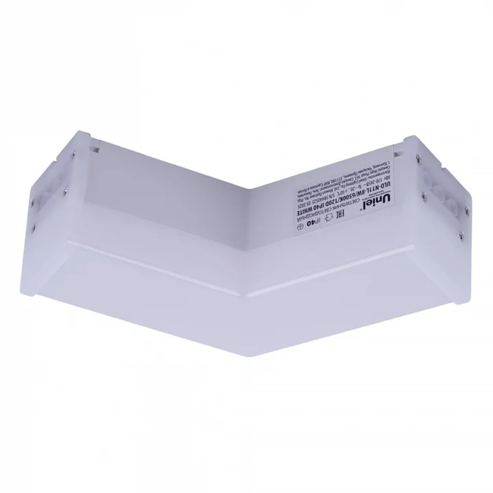 ULO-N11L-8W/6500K/120D IP40 WHITE Светильник светодиодный L-образный. Угол 120 градусов. Белый свет (6500K). 2000Лм. Алюминий