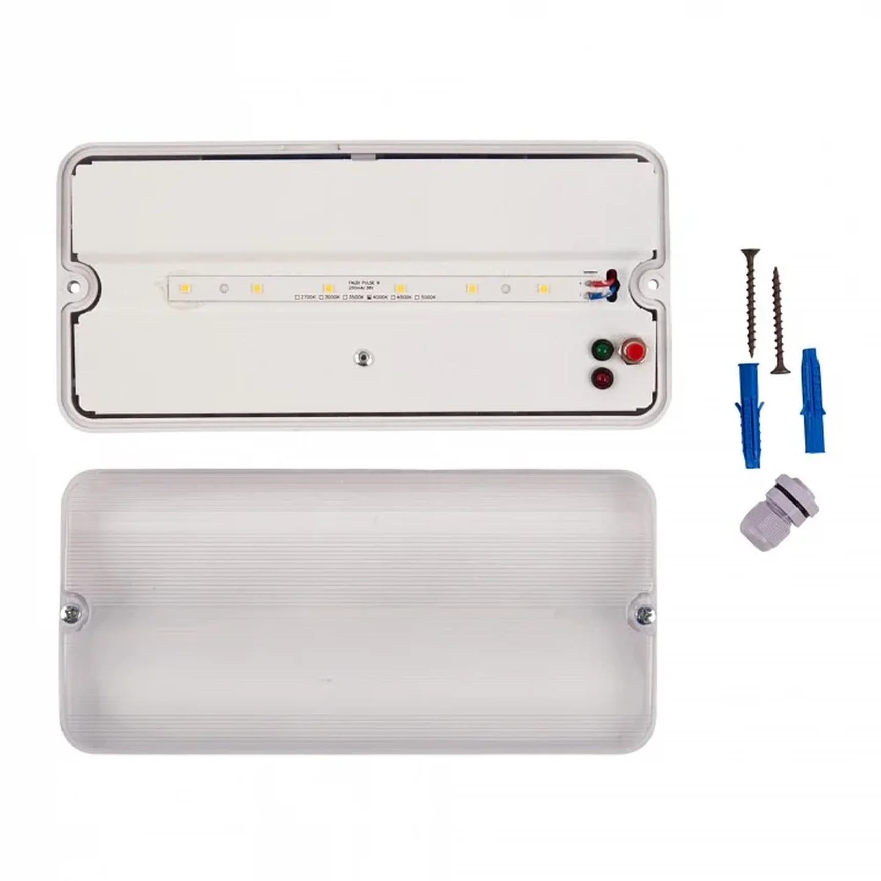 ULW-K25B 6W/4000K/EMG IP65 WHITE Светильник светодиодный влагозащищенный с БАП. Белый свет (4000K). 660Лм. Размер 220*105*50мм. Корпус