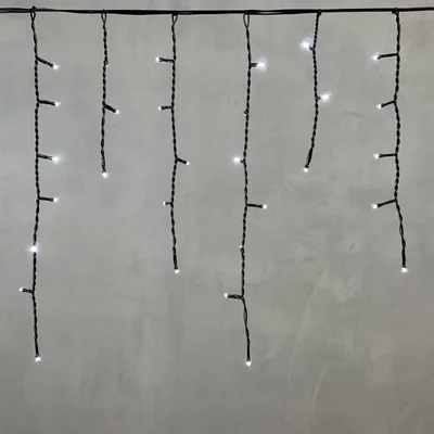 Гирлянда Бахрома 3,1 x 0,5 м Белая 24В, 150 LED, Провод Черный ПВХ, IP54