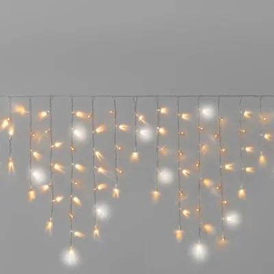 Гирлянда Бахрома INOXHUB 3х0.9м, мерцающая, 144 LED, 220В, IP65, прозрачный провод, ТЁПЛАЯ БЕЛАЯ