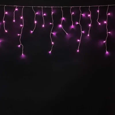 Гирлянда Бахрома на Батарейках 3 х 0,5 м Фиолетовая, 100 LED, Провод Прозрачный Силикон, IP65