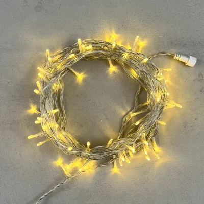 Гирлянда Нить 10м Золотой 24В, 100 LED, Провод Прозрачный ПВХ, IP54