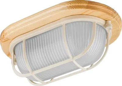 Светильник накладной IP54, 220V 60Вт Е27, дерево, клен, овал, с решеткой, НБО 04-60-012, 11572