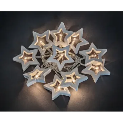 Светодиодная гирлянда NGF-D009-10WW-2AA-деревянные звёздочки