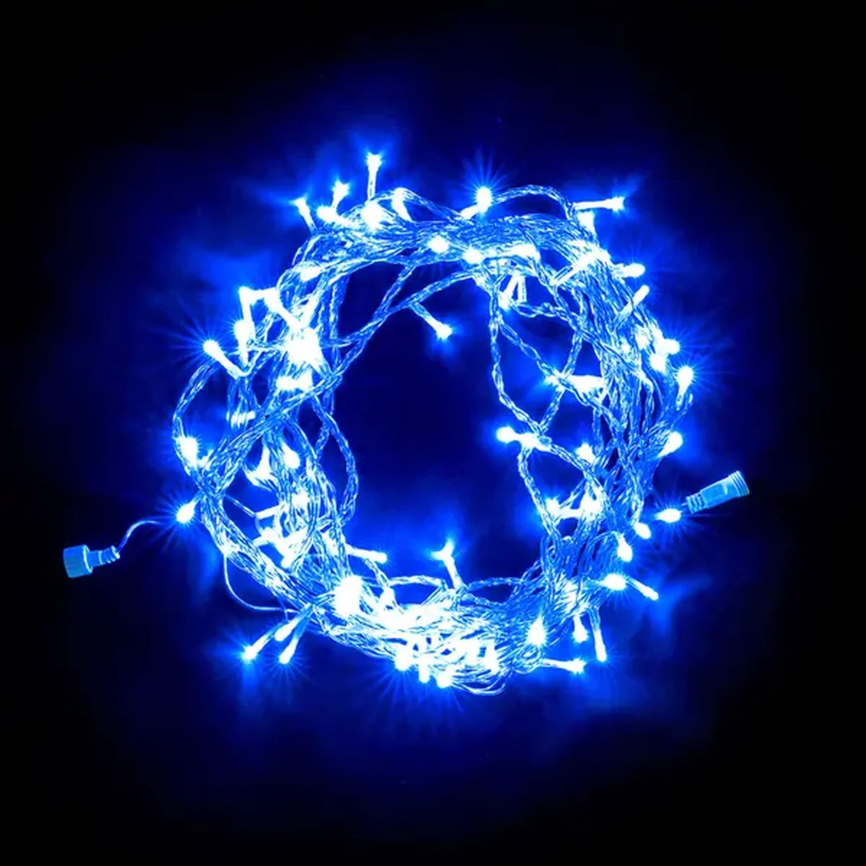 Гирлянда Нить 10м Синяя 220В, 100 LED, Провод Прозрачный ПВХ, IP54