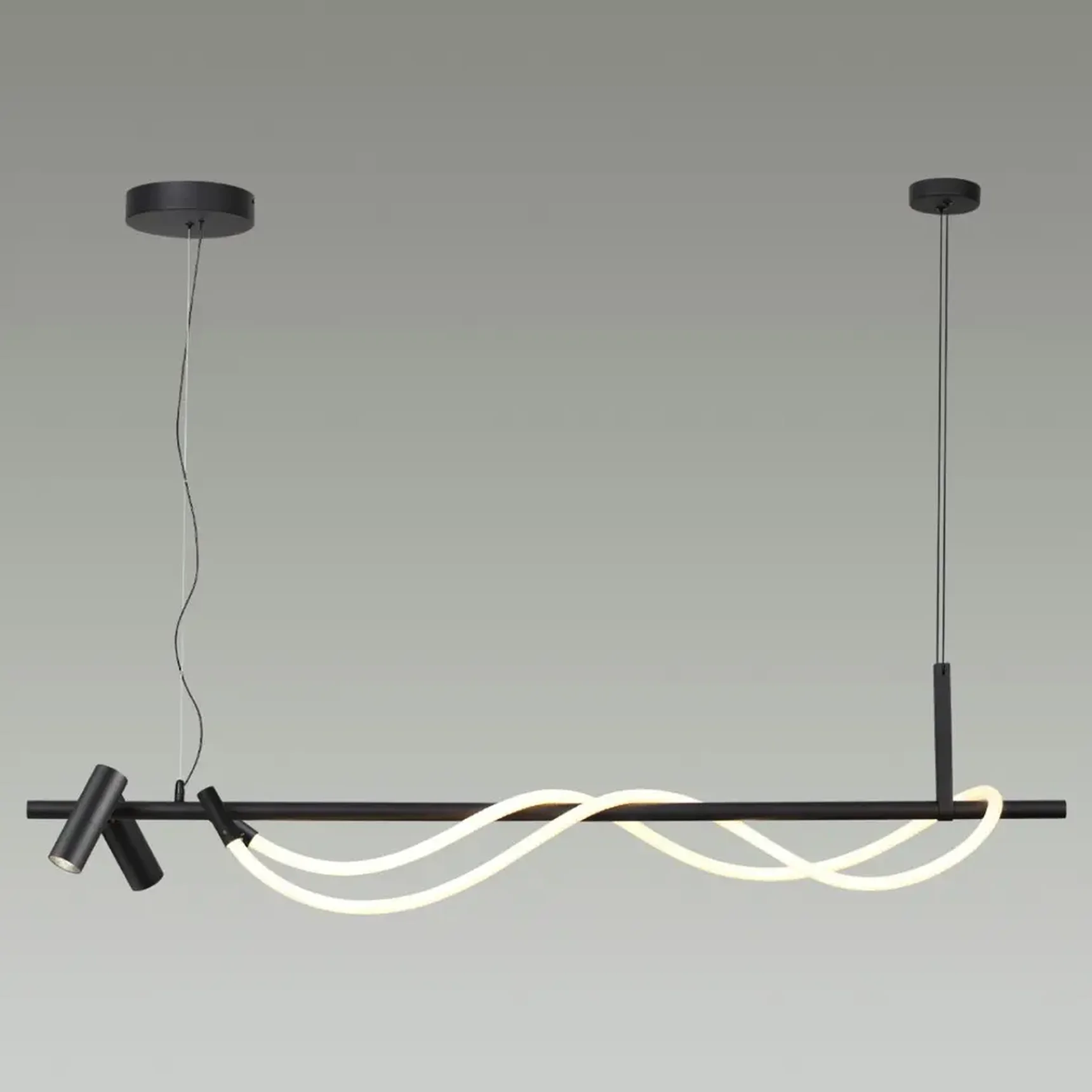 4391/30L HIGHTECH ODL24 263 черный/металл/канат Подвесной св-к с раздельн. вкл IP20 LED 30W 1200Лм 4000K CORDA