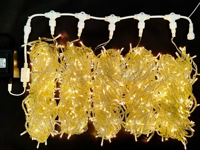 Светодиодная гирлянда Rich LED 5 Нитей по 20 м, 1000 LED, 24 В, теплая белая, прозрачный провод, RL-S5*20-T/WW