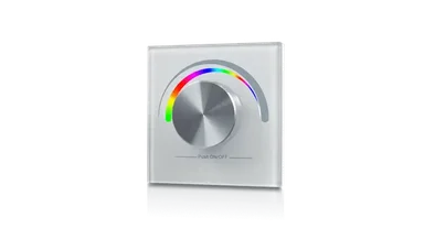 Радио панель W-RGB-W встраиваемая в стену с валкодером на 1 зону для RGB ленты, белая, W-RGB-W