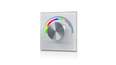 Радио панель W-RGB-W встраиваемая в стену с валкодером на 1 зону для RGB ленты, белая, W-RGB-W