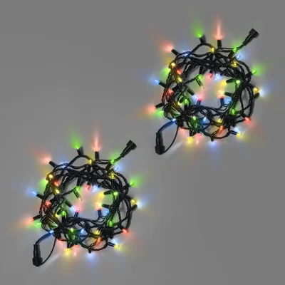 Нить 10м, 100 LED, соединяемая, с мерцанием, 220В, IP65, чёрный резиновый провод 3.3мм, МУЛЬТИ