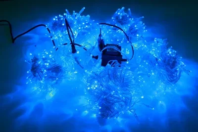 LED-PLS-200*5-20M*5-24V-B/C-F(B) 5 нитей, син/син F на прозр. пров. 24V/80W С КОЛПАЧКОМ