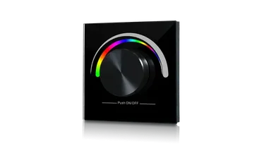 Радио панель W-RGB-B встраиваемая в стену с валкодером на 1 зону для RGB ленты, черная, W-RGB-B