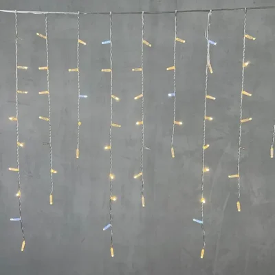 Гирлянда Бахрома с Колпачком 4,9 x 0,9 м Тепло-Белая с Мерцанием Белого Диода 220В, 273 LED, Провод Прозрачный ПВХ, IP65