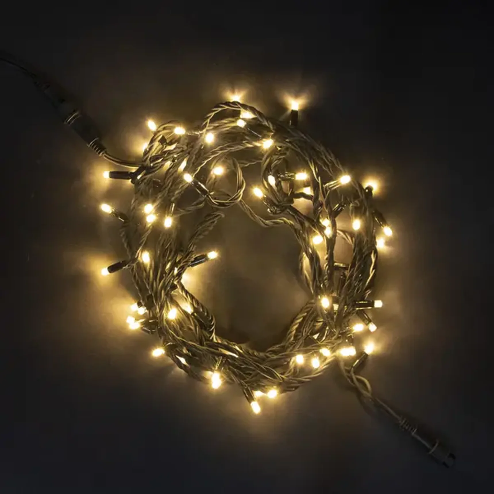 04-041 Гирлянда Нить 10м Тепло-Белая с Мерцанием Белого Диода 220В, 100 LED, Провод Черный Каучук, IP65