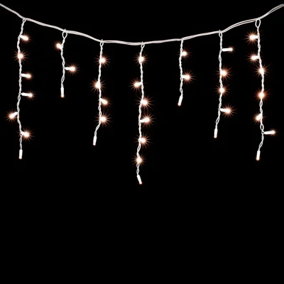 Гирлянда Бахрома 3,1 x 0,5 м Экстра Тепло-Белая 220В, 120 LED, Провод Белый Каучук, IP65