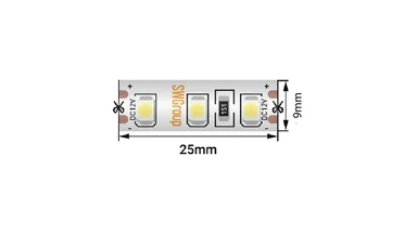 Светодиодная лента 3528, 120 LED/м, 9,6 Вт/м, 24В , IP66, Цвет: Теплый белый, SWG3120-24-9.6-WW-66-M