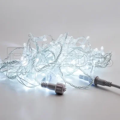 Гирлянда (Нить) ALEDUS 10 м, прозрачный провод, ПВХ, белый, без мерцания