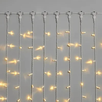 Гирлянда Занавес INOXHUB 2х6м, 600 LED, 220В, IP65, белая резина 2.3мм, ТЁПЛЫЙ БЕЛЫЙ