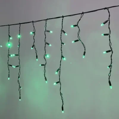 02-314 Гирлянда Бахрома с Колпачком 3,1 x 0,5 м Зелёная 220В, 120 LED, Провод Черный ПВХ, IP65