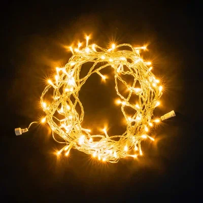 Гирлянда Нить 10м Желтая 220В, 100 LED, Провод Прозрачный ПВХ, IP54