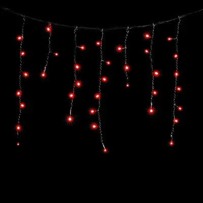 Гирлянда Бахрома 3,1 x 0,5 м Красная 220В, 150 LED, Провод Черный ПВХ, IP54