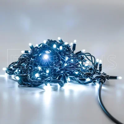 Гирлянда (Нить) ALEDUS, 220 В, 10 м, черный провод, белый, с мерцанием