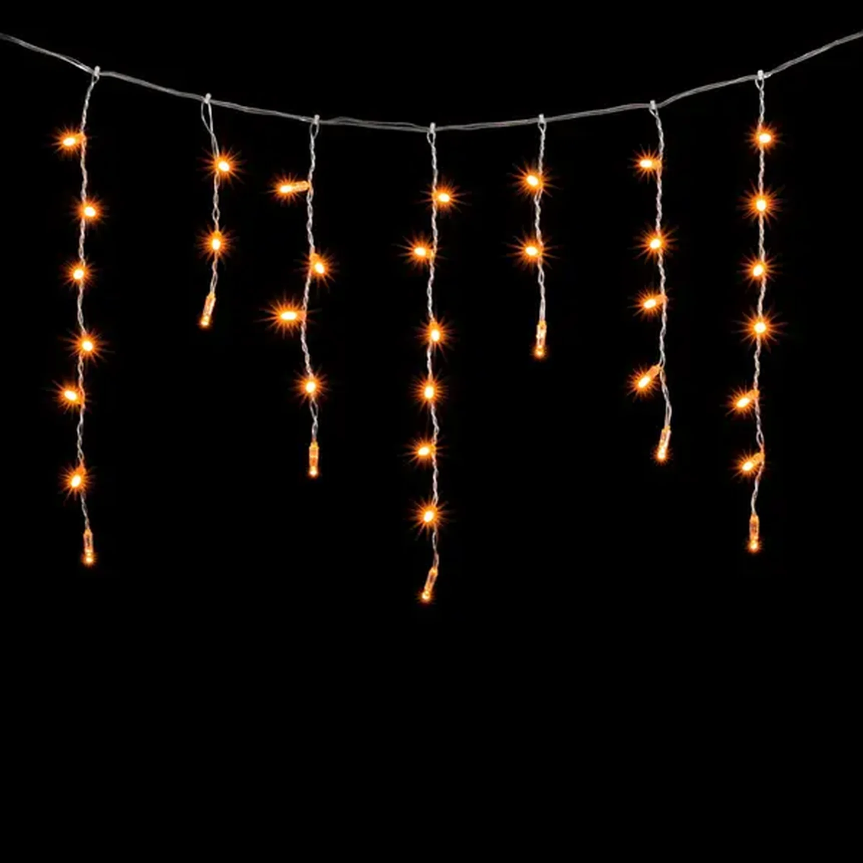 Гирлянда Бахрома с Колпачком 3,1 x 0,5 м Желтая 220В, 120 LED, Провод Прозрачный ПВХ, IP65