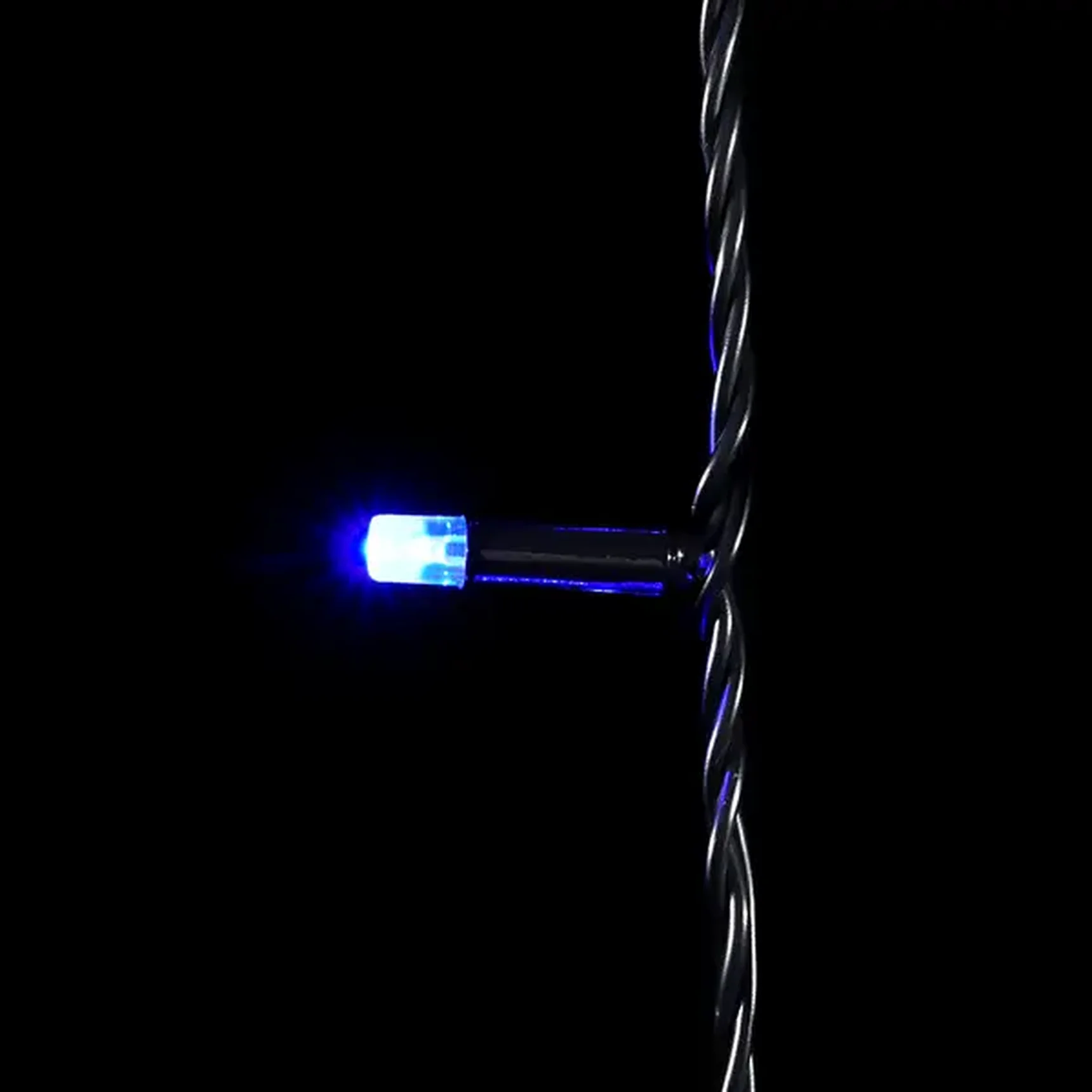 Гирлянда Нить с Колпачком 10м Синяя 24В, 100 LED, Провод Черный ПВХ, IP65