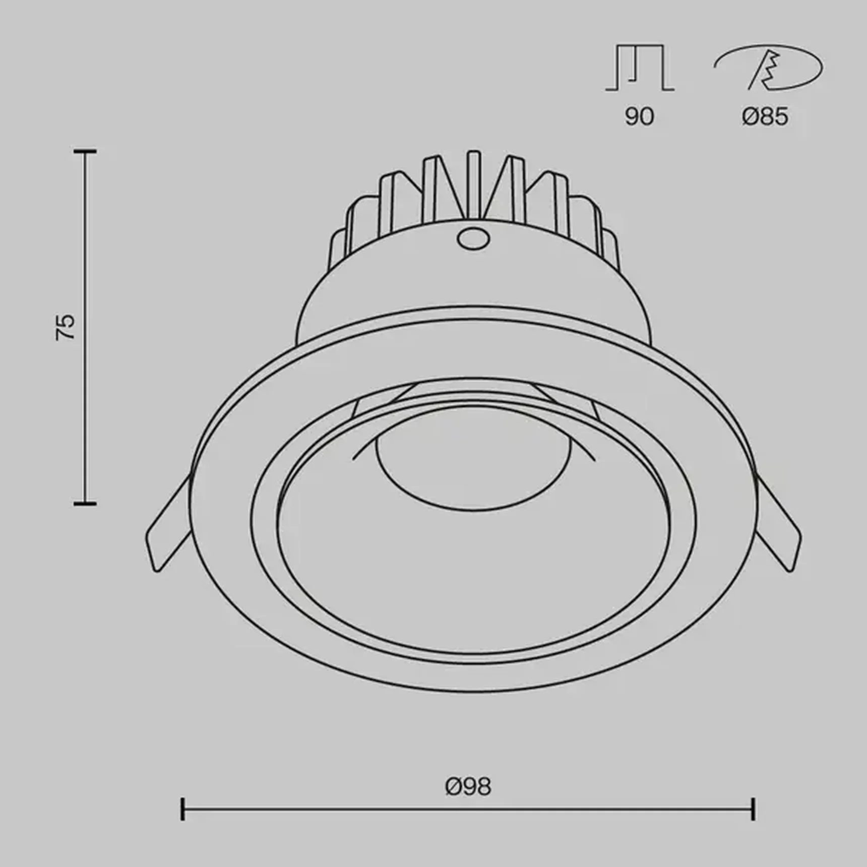Встраиваемый светильник Yin 3000K 1x12Вт 60° Dim Triac, DL031-L12W3K-D-W