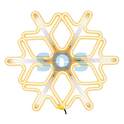 Фигура «Снежинка» из гибкого неона с эффектом тающих сосулек, 60х60 см, цвет свечения теплый белый/белый NEON-NIGHT