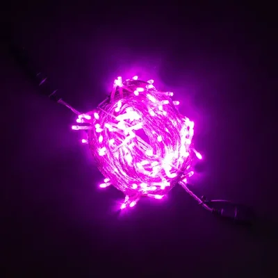 Гирлянда Нить 20м Розовая с Возможностью Управления 24В, 200 LED, Провод Прозрачный Силикон, IP65