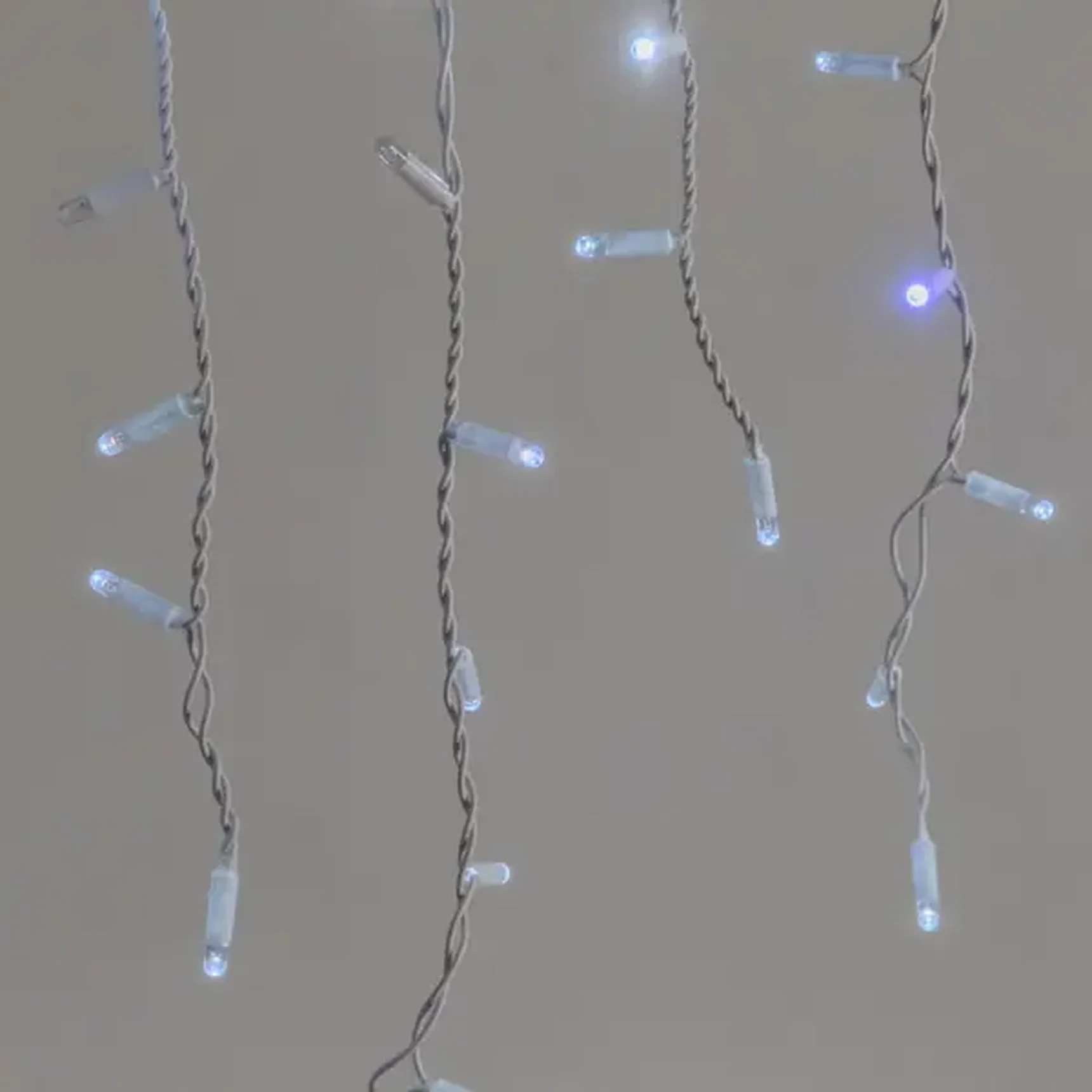 Гирлянда Бахрома 3,1 x 0,5 м Белая с Мерцанием Белого Диода 220В, 120 LED, Провод Белый Каучук 2,3мм, IP65