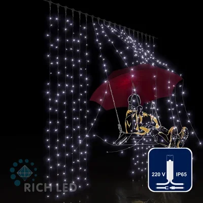 Светодиодный занавес, 74 Ватт, IP54, 200x200, провод Белый, RL-C2*2-CW/W